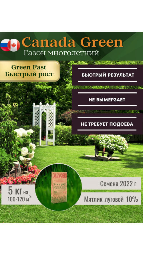 Газонная трава семена Canada Green Fast.